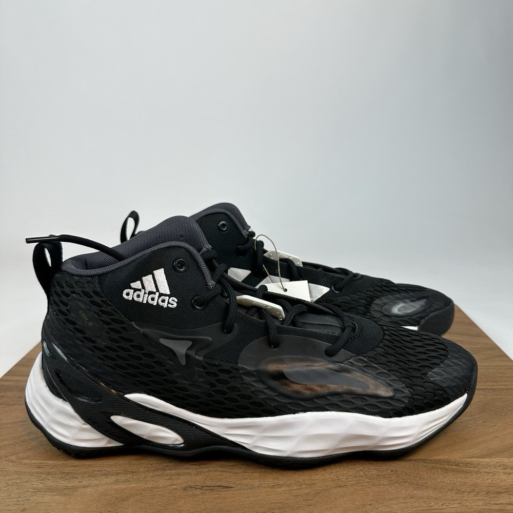 New NWB Mens Adidas Exhibit A Mid Black Basketball Shoes Sneakers Size 9.5 M